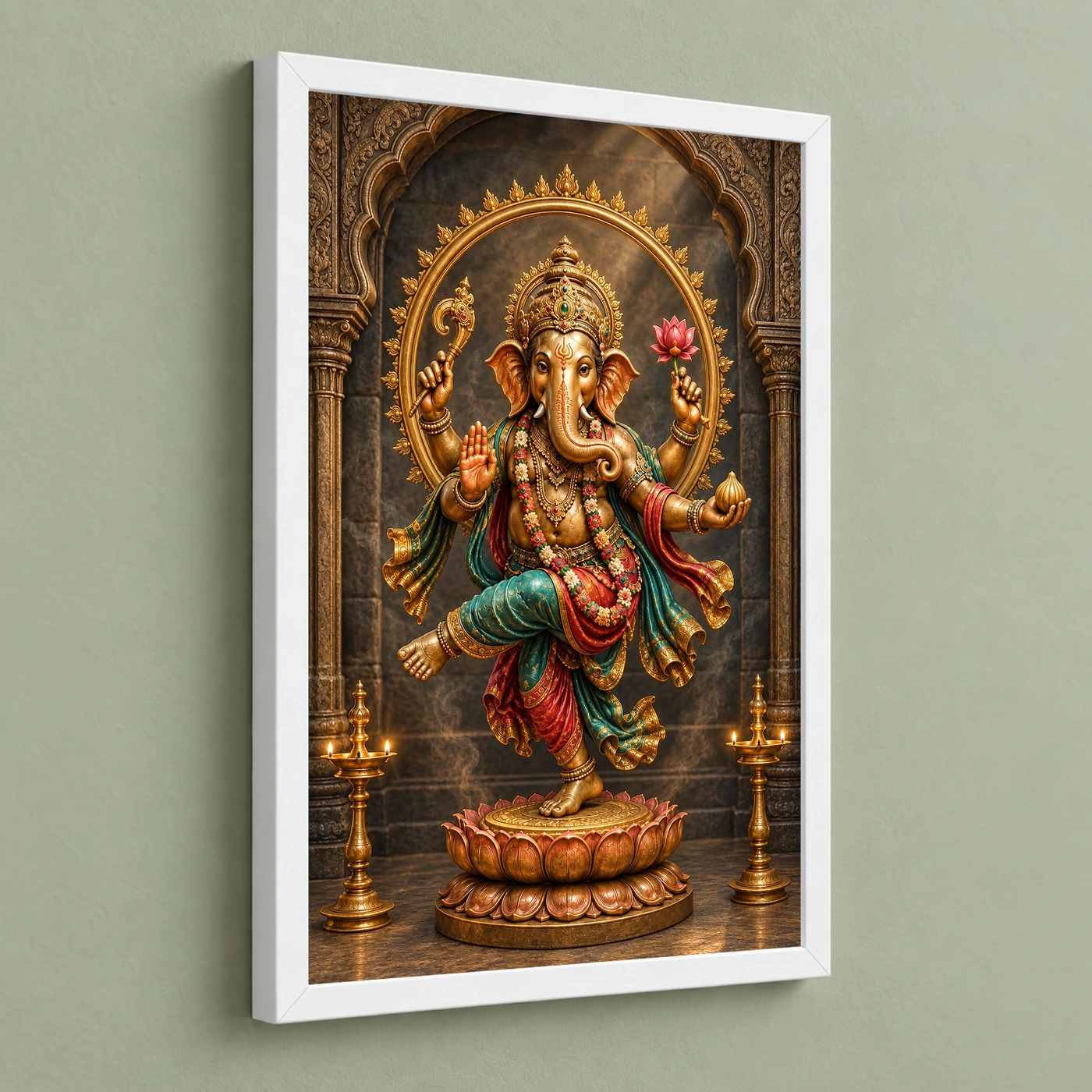 Dancing Ganesha — Bronze Temple Art Frame, view 5
