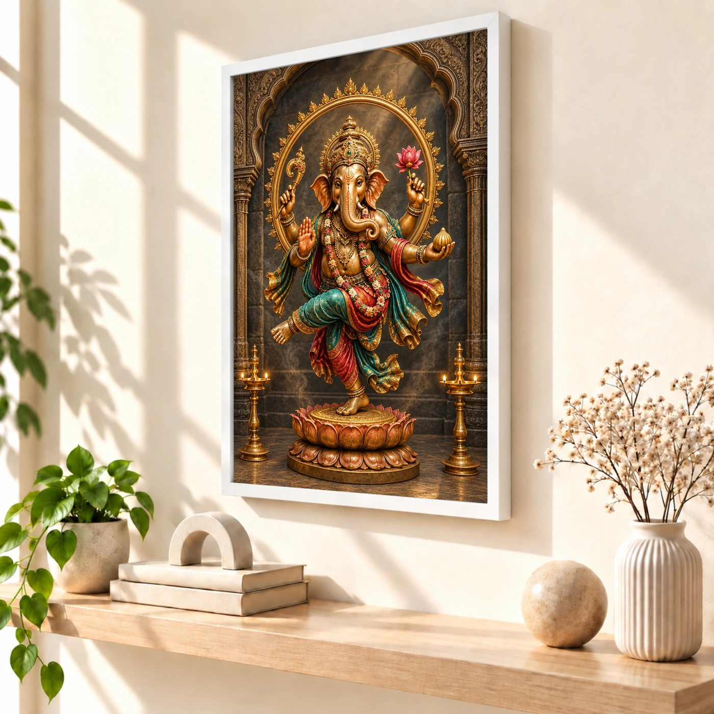 Dancing Ganesha — Bronze Temple Art Frame, view 7