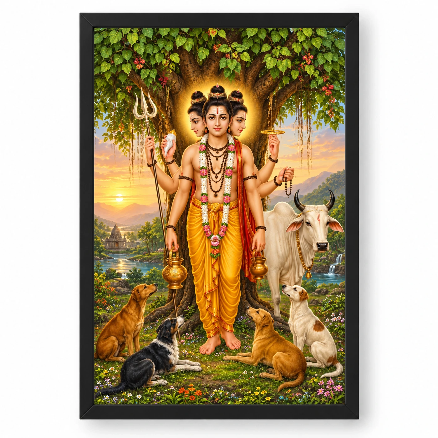 Dattatreya Audumbar Cow Blessings Photo Frame