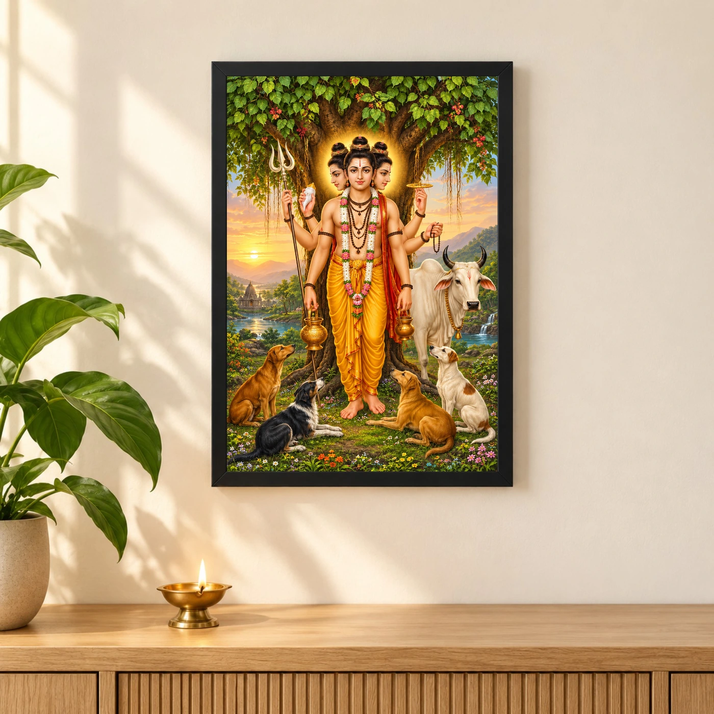Dattatreya Audumbar Cow Blessings Photo Frame, view 3