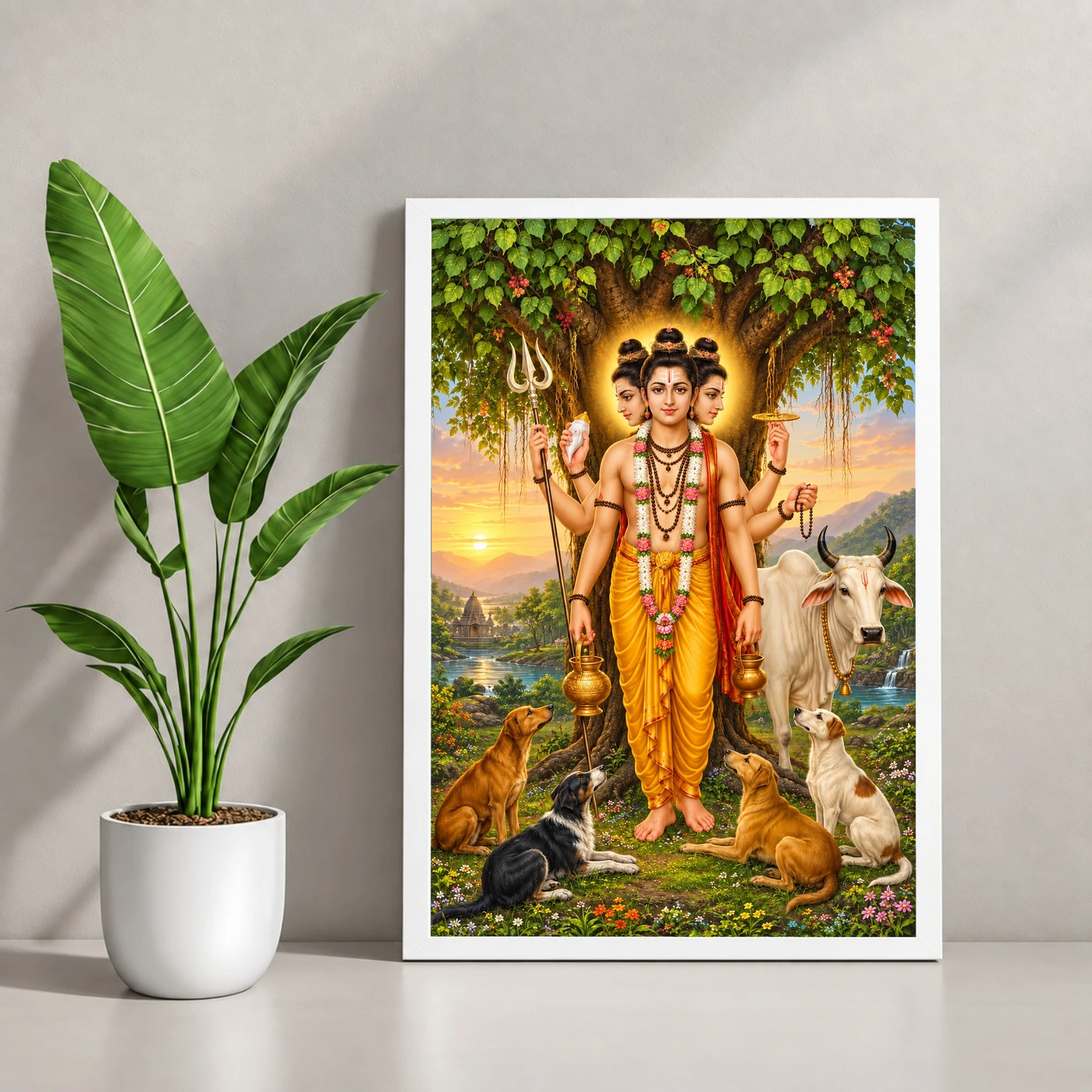 Dattatreya Audumbar Cow Blessings Photo Frame, view 4
