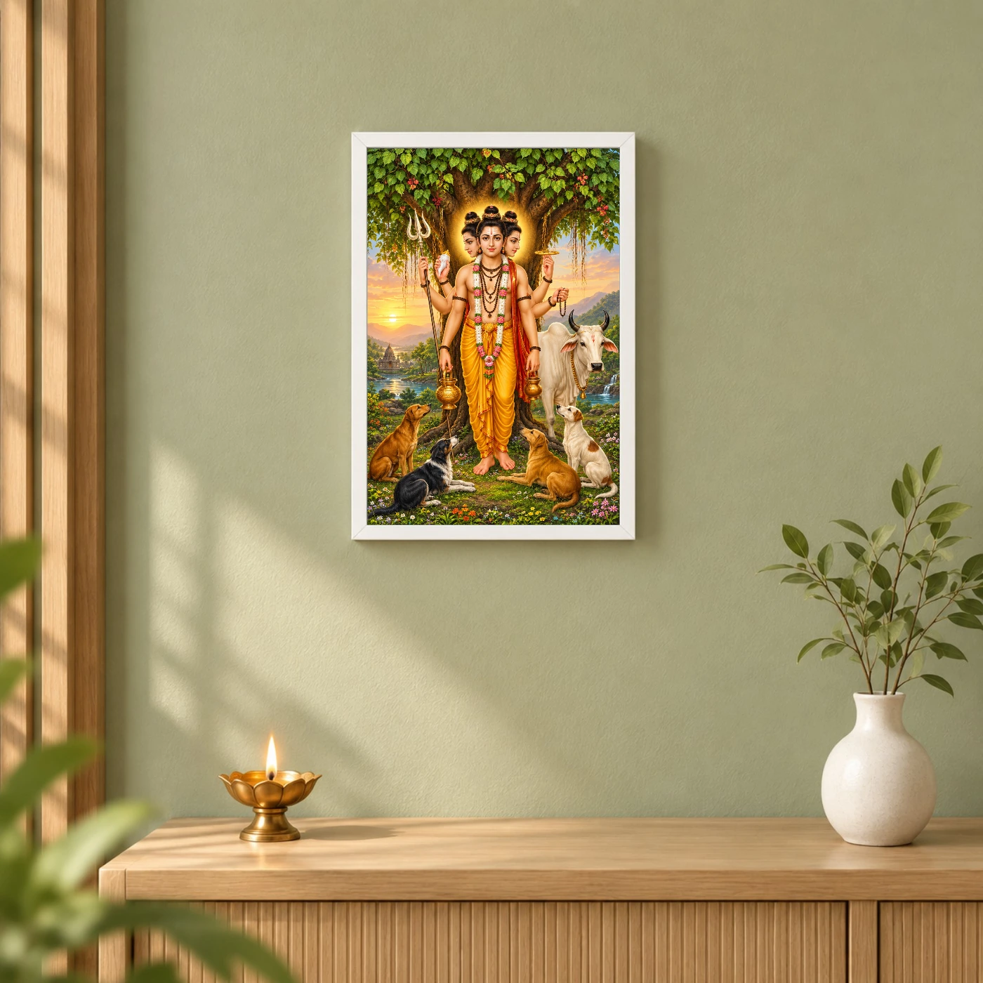 Dattatreya Audumbar Cow Blessings Photo Frame, view 6
