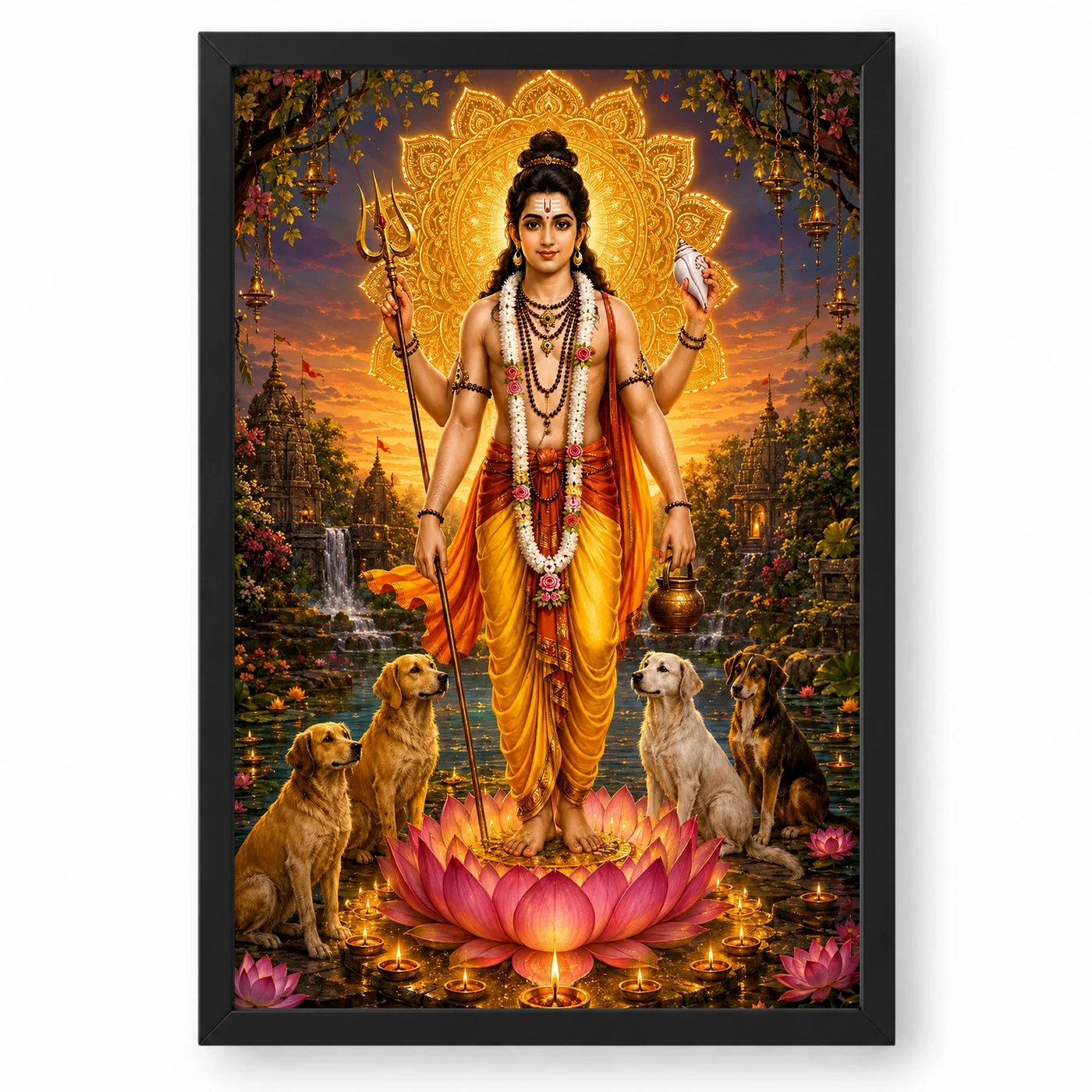 Dattatreya Lotus And Diya Radiance Photo Frame