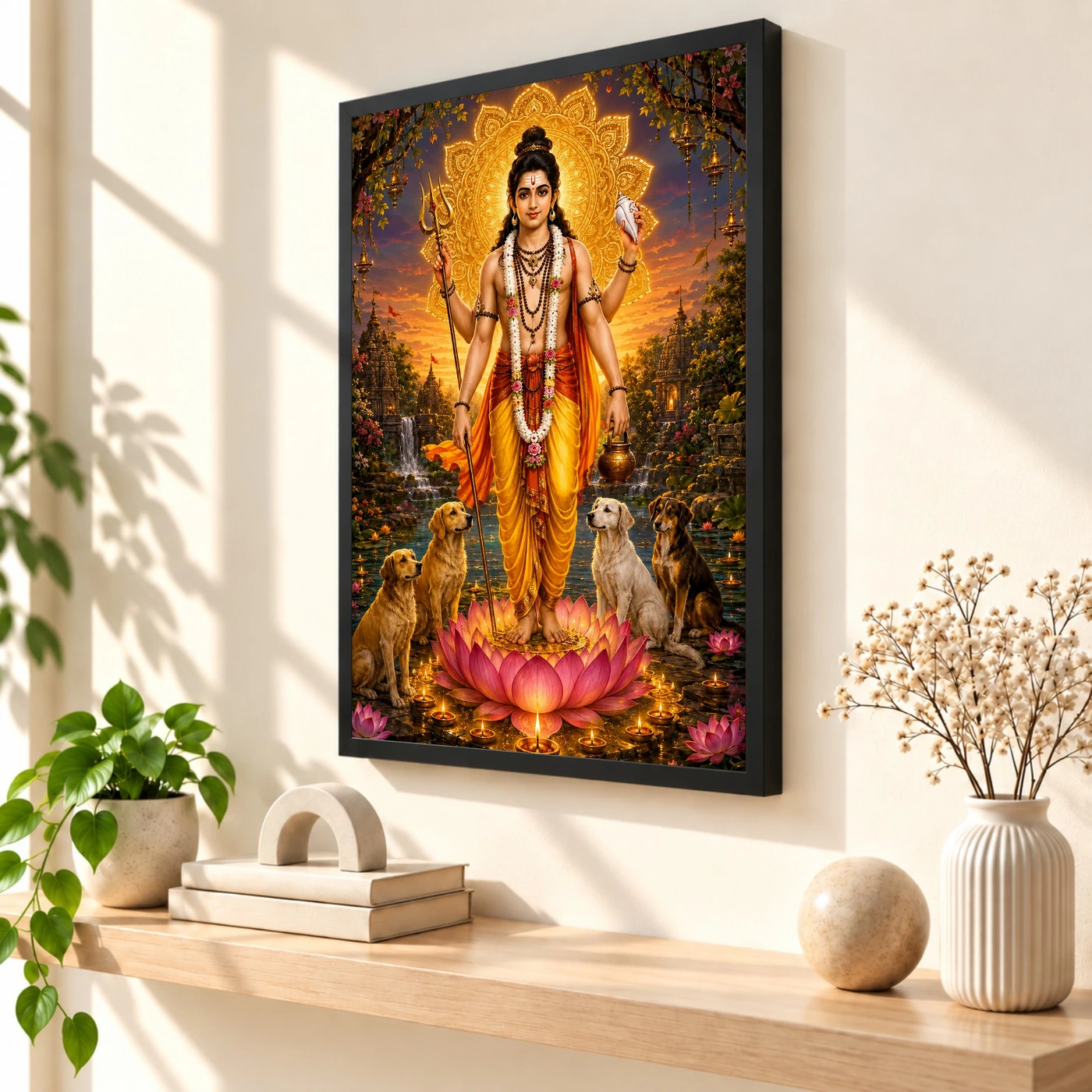 Dattatreya Lotus And Diya Radiance Photo Frame, view 2