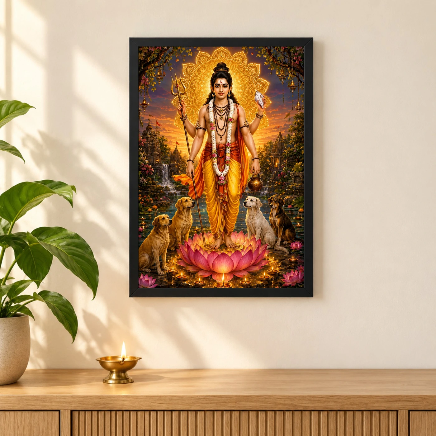 Dattatreya Lotus And Diya Radiance Photo Frame, view 3