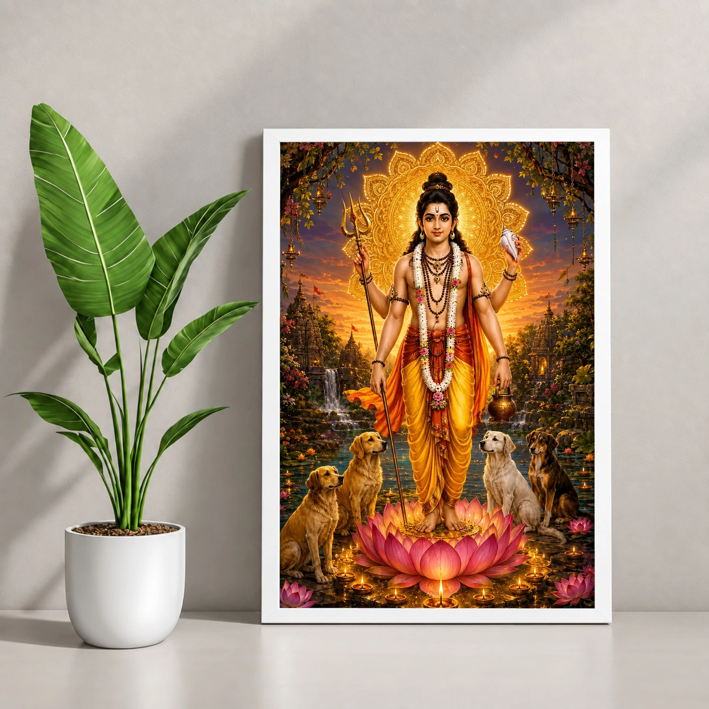 Dattatreya Lotus And Diya Radiance Photo Frame, view 4