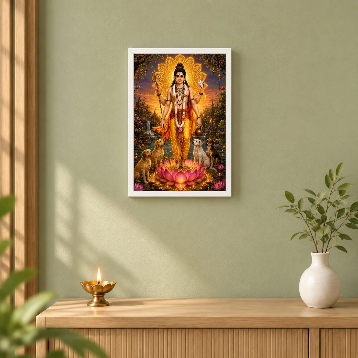 Dattatreya Lotus And Diya Radiance Photo Frame, view 6