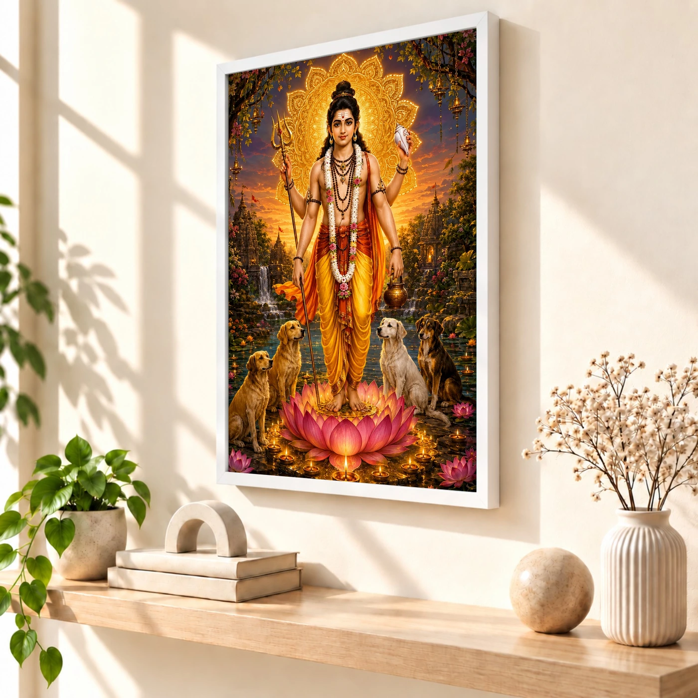 Dattatreya Lotus And Diya Radiance Photo Frame, view 7