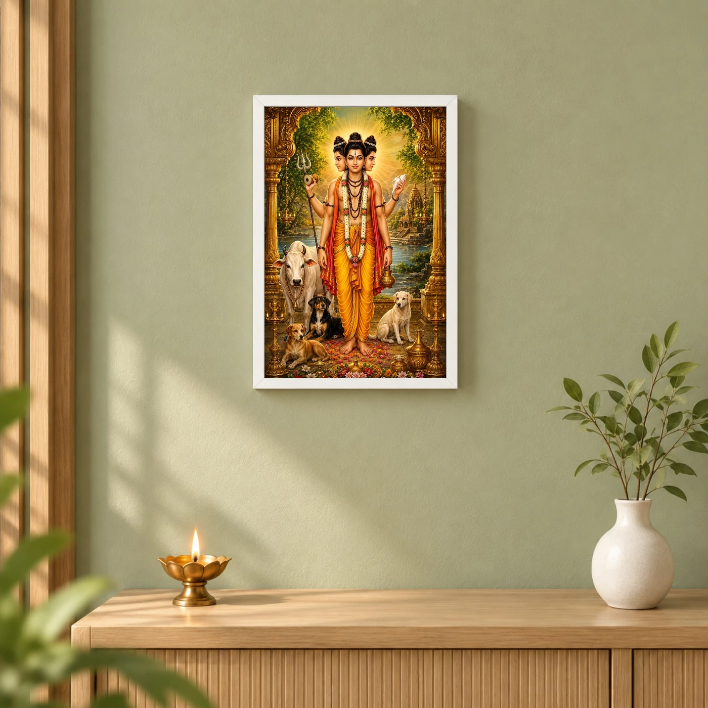 Dattatreya Ornate Golden Temple Darshan Photo Frame, view 6