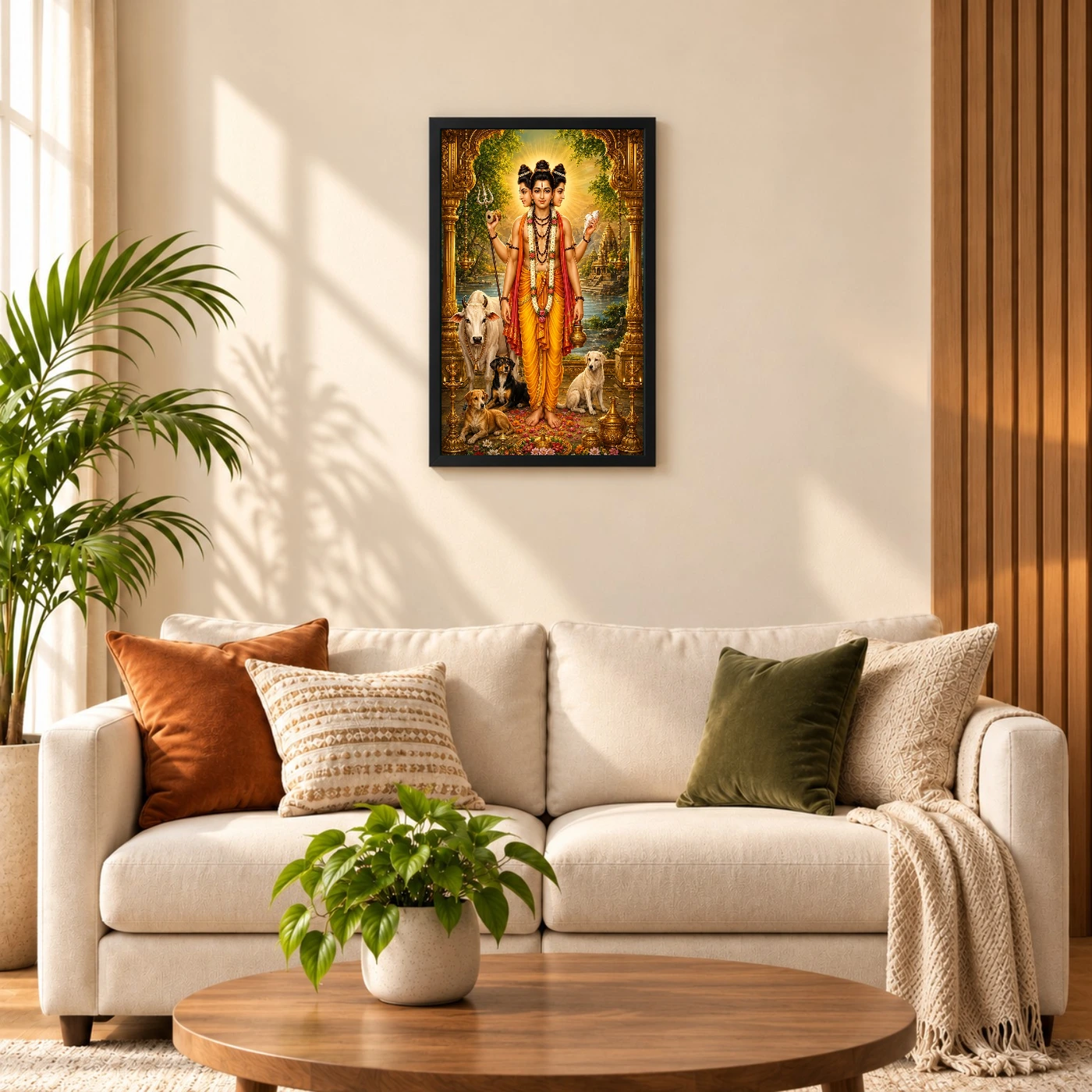 Dattatreya Ornate Golden Temple Darshan Photo Frame, view 8
