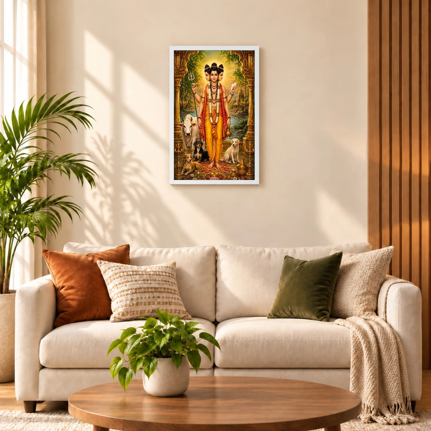 Dattatreya Ornate Golden Temple Darshan Photo Frame, view 9