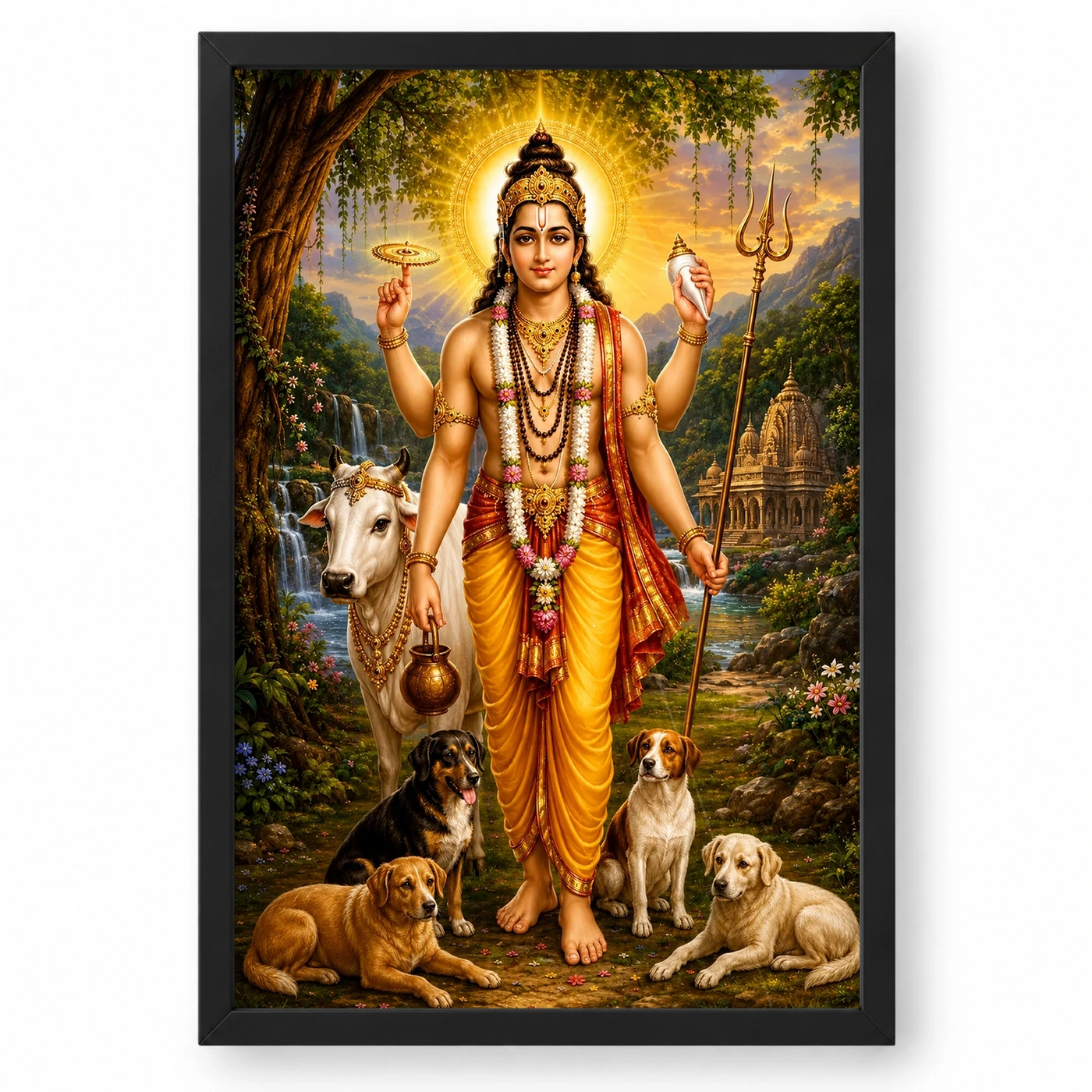 Dattatreya Peaceful Home Mandir Composition Photo Frame