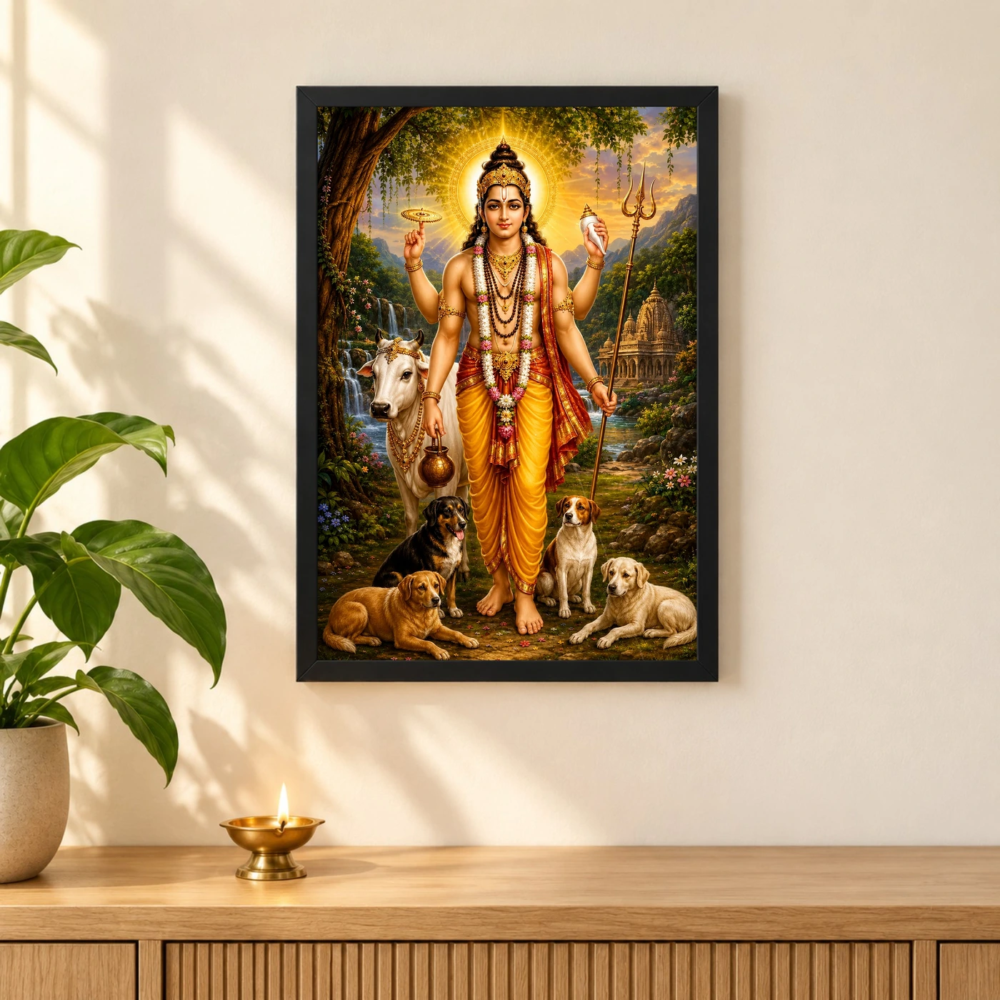 Dattatreya Peaceful Home Mandir Composition Photo Frame, view 3