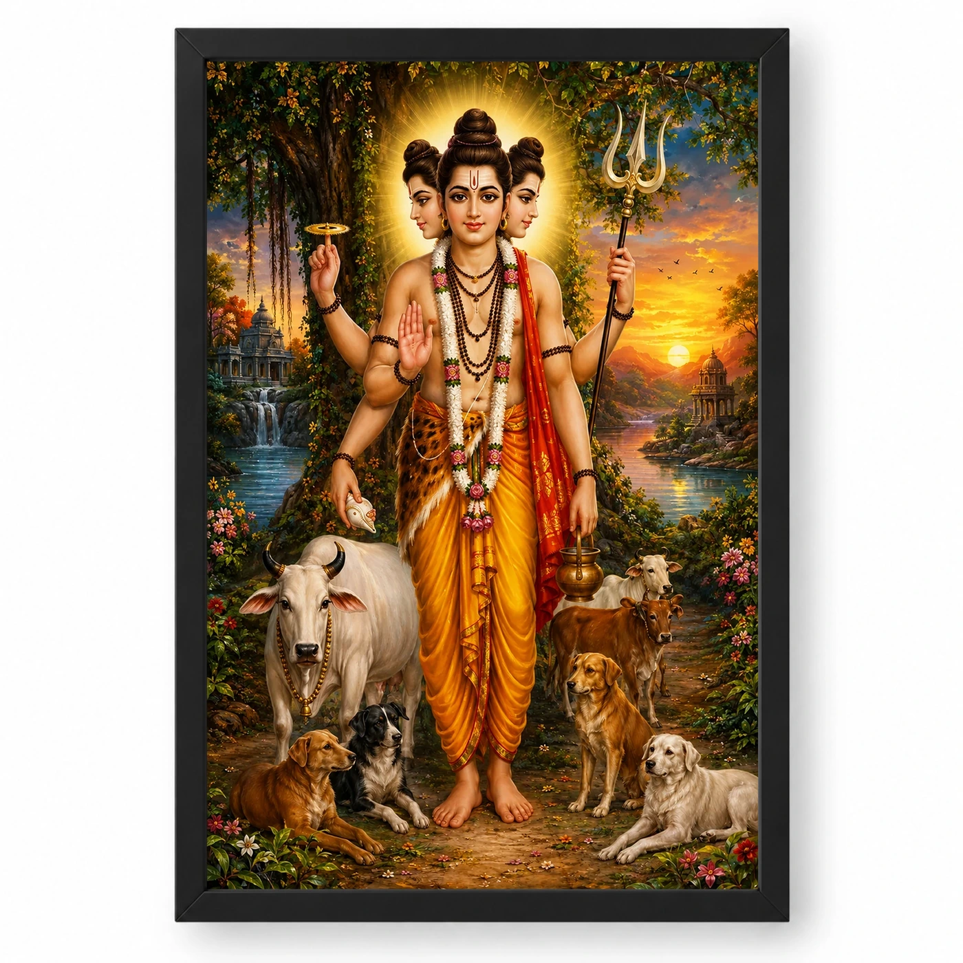 Dattatreya Serene Sunrise Blessing Photo Frame