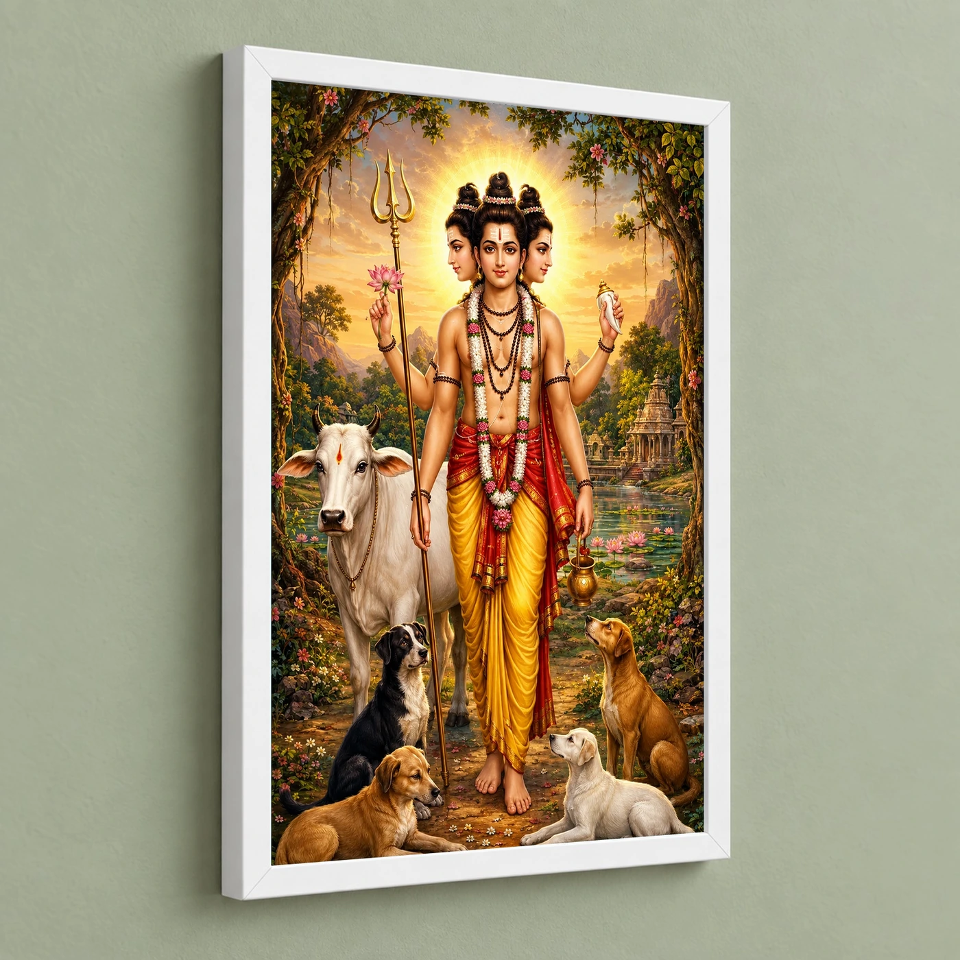 Dattatreya Traditional Indian Miniature-Inspired Devotional Art Photo Frame, view 5