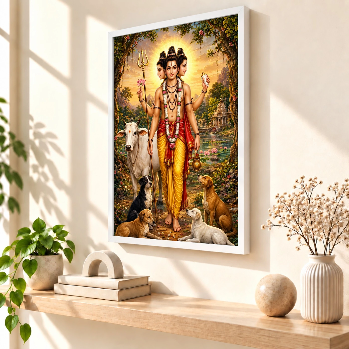 Dattatreya Traditional Indian Miniature-Inspired Devotional Art Photo Frame, view 7