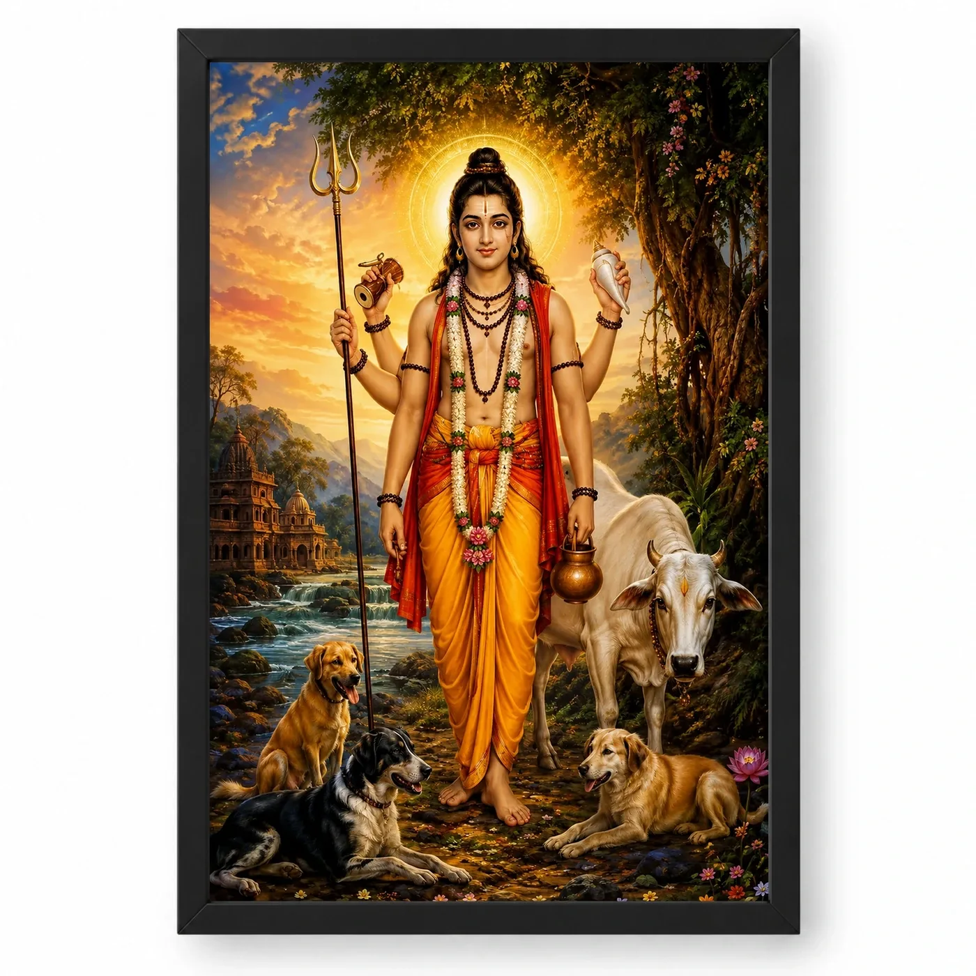 Dattatreya Vivid Premium Spiritual Poster Art Photo Frame