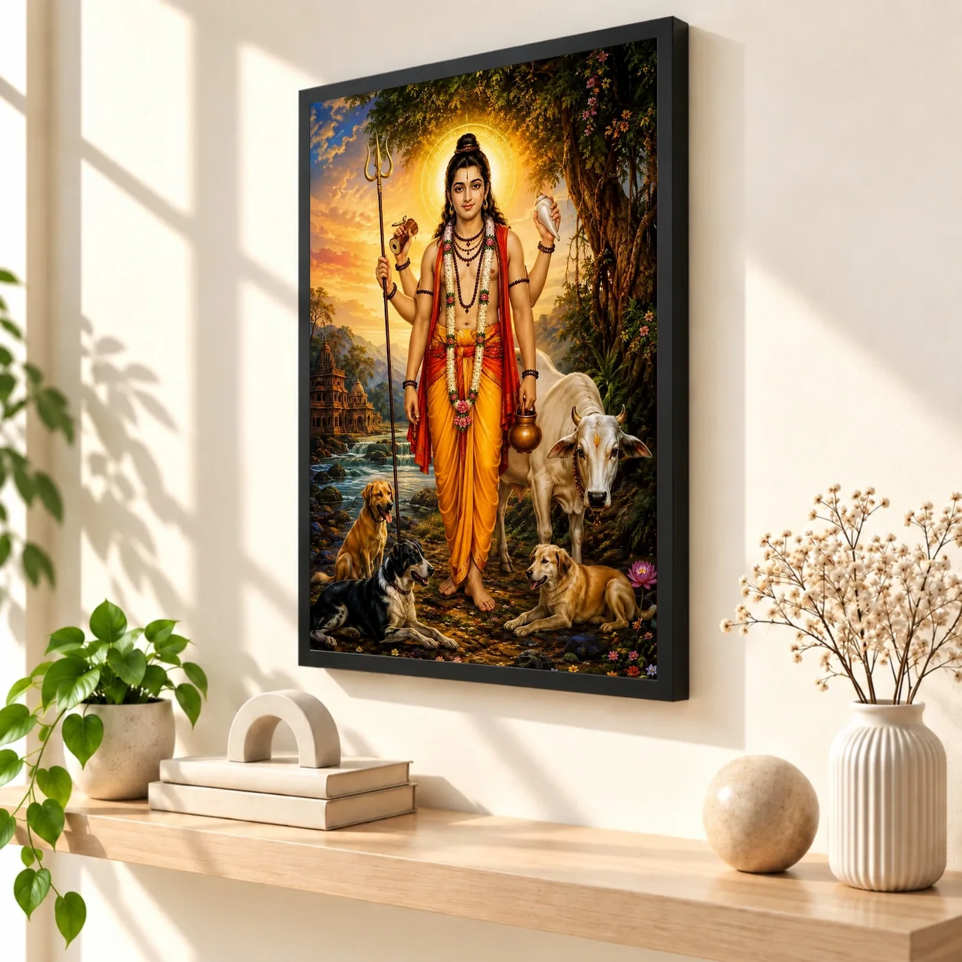 Dattatreya Vivid Premium Spiritual Poster Art Photo Frame, view 2