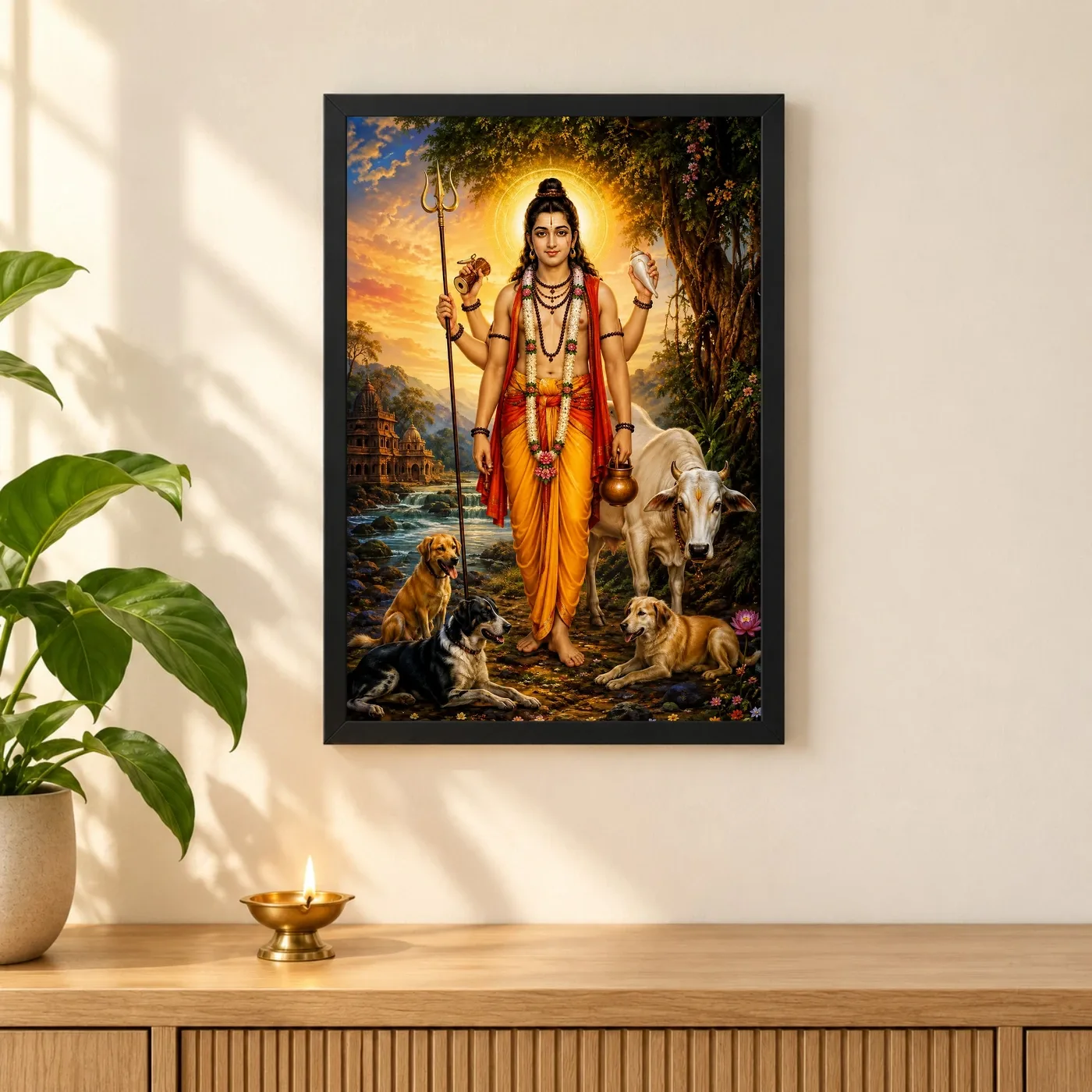 Dattatreya Vivid Premium Spiritual Poster Art Photo Frame, view 3