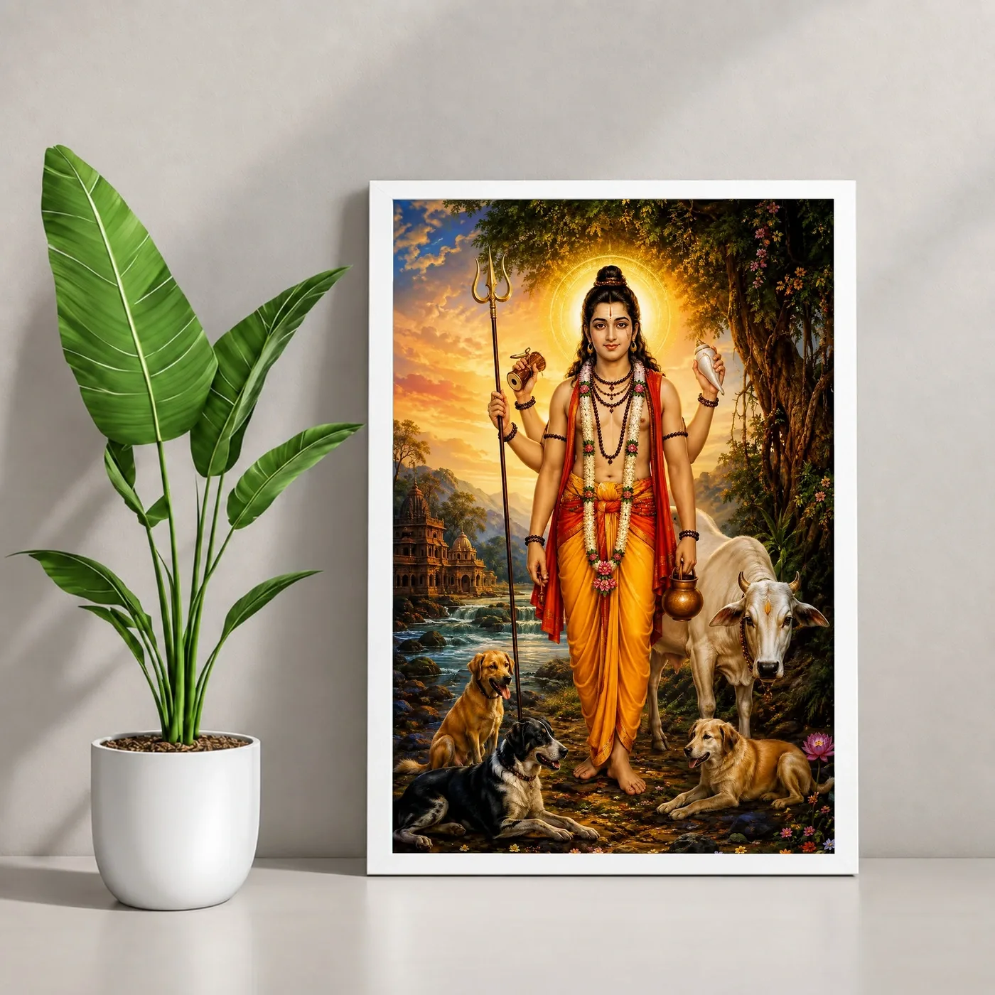 Dattatreya Vivid Premium Spiritual Poster Art Photo Frame, view 4