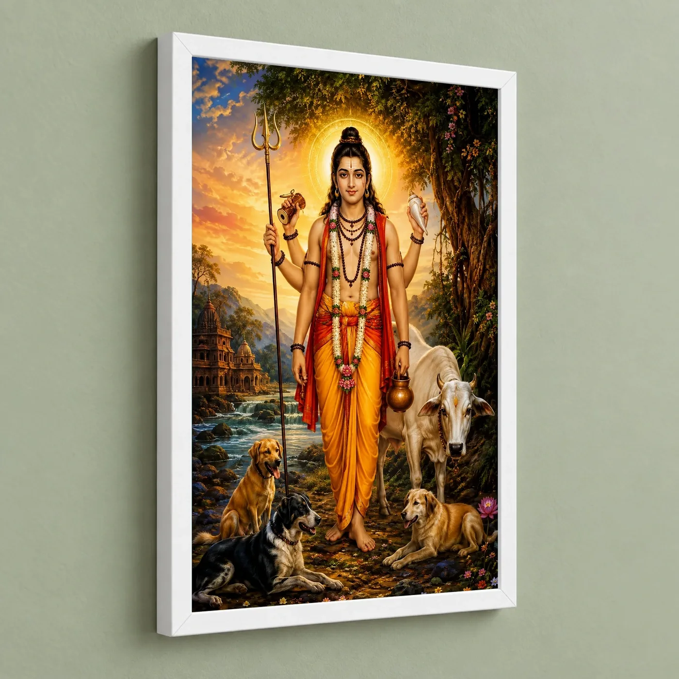 Dattatreya Vivid Premium Spiritual Poster Art Photo Frame, view 5