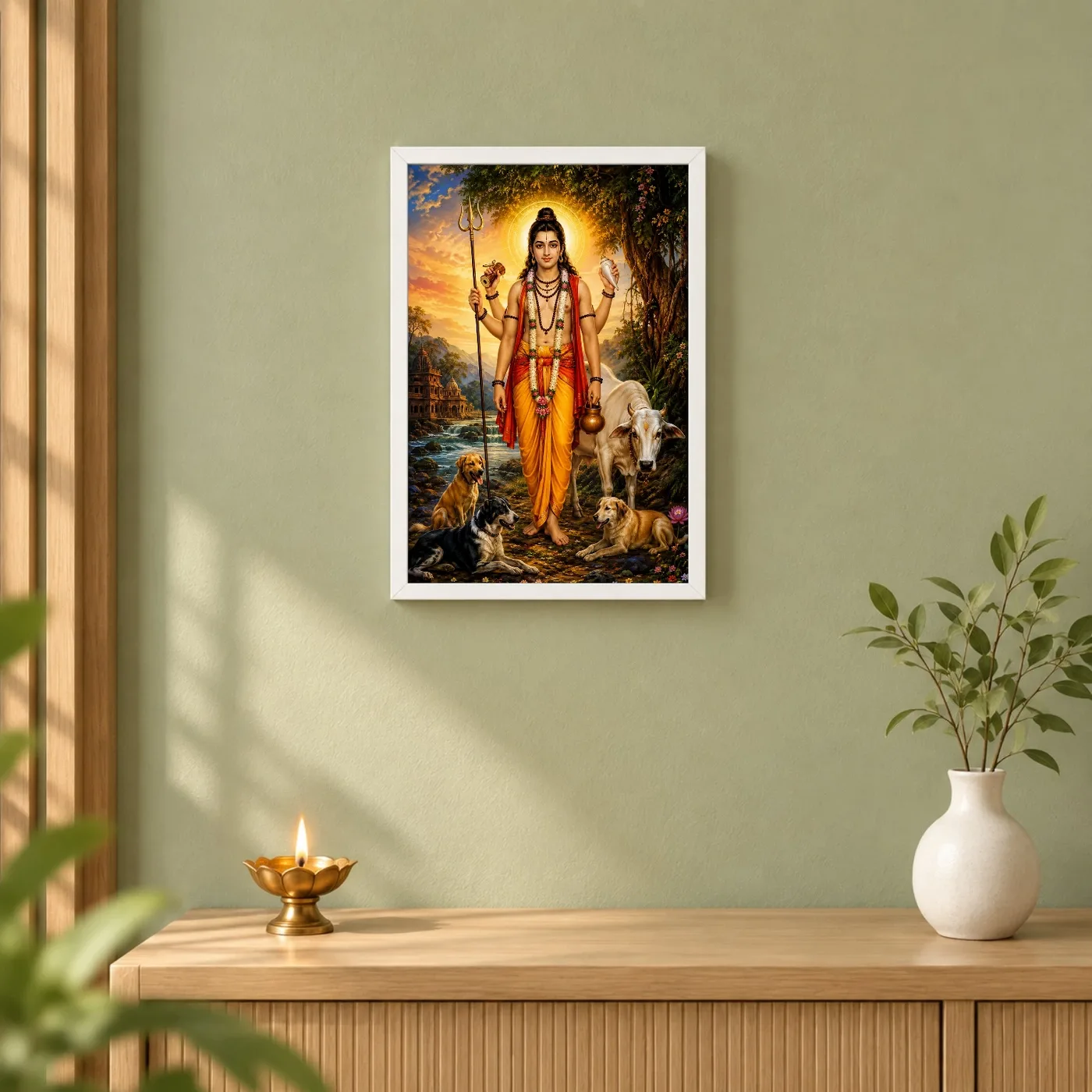 Dattatreya Vivid Premium Spiritual Poster Art Photo Frame, view 6