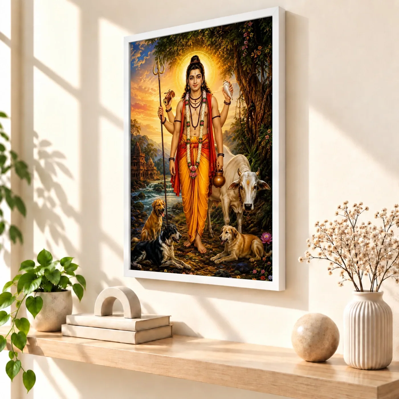 Dattatreya Vivid Premium Spiritual Poster Art Photo Frame, view 7
