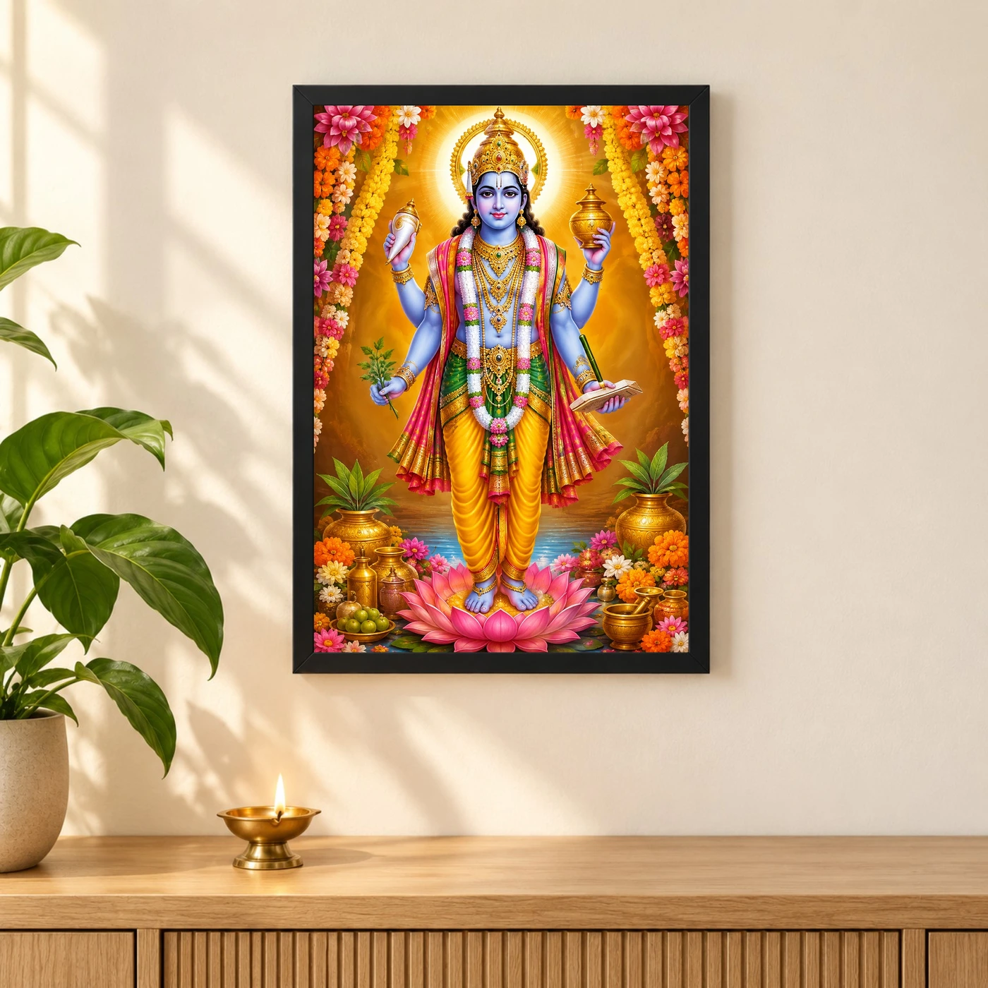 Dhanvantari Grand Festival Flower Decoration Photo Frame, view 3