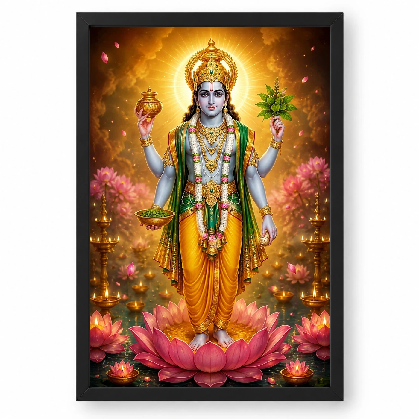 Dhanvantari Lotus And Diya Radiance Photo Frame