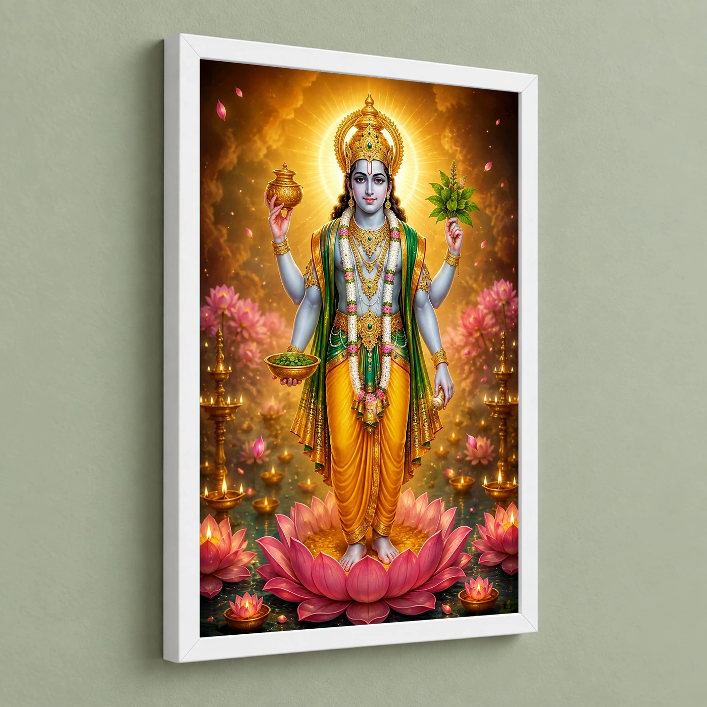 Dhanvantari Lotus And Diya Radiance Photo Frame, view 5
