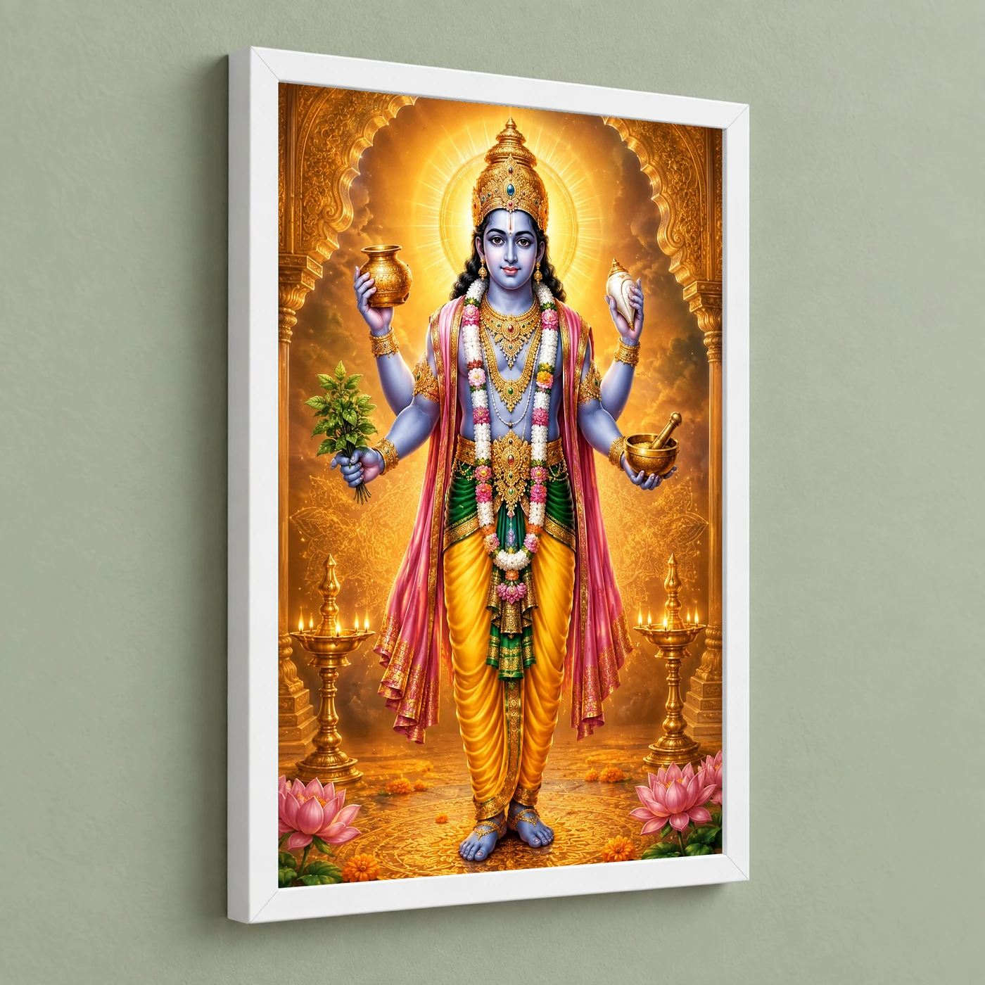 Dhanvantari Ornate Golden Temple Darshan Photo Frame, view 5