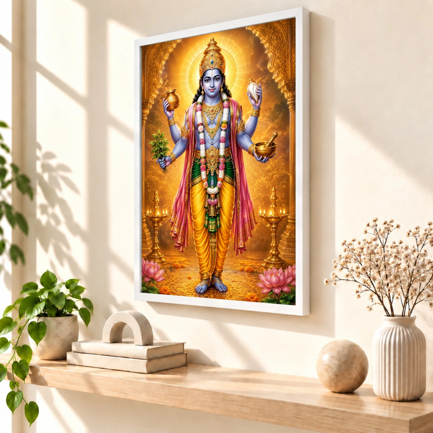 Dhanvantari Ornate Golden Temple Darshan Photo Frame, view 7
