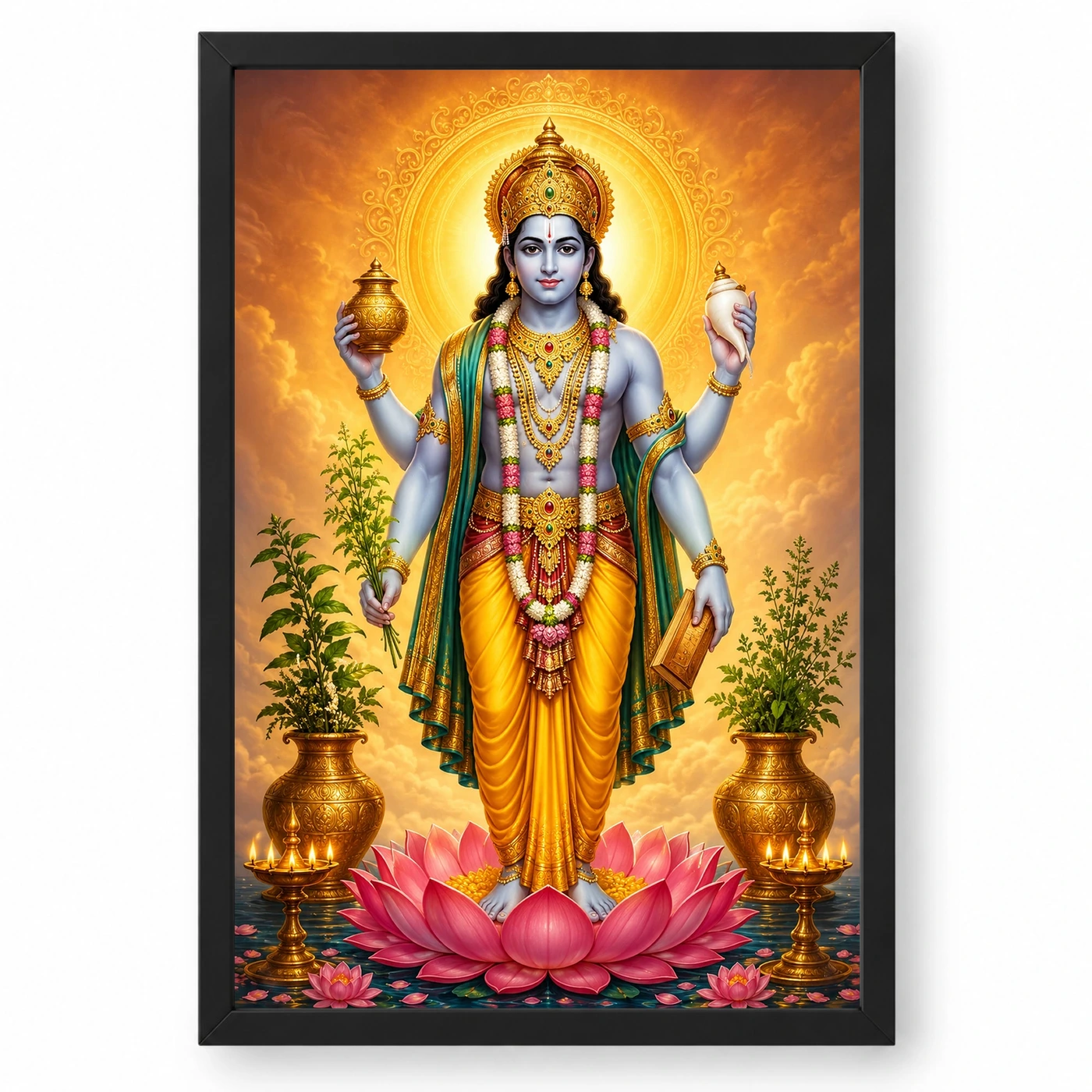 Dhanvantari Peaceful Home Mandir Composition Photo Frame
