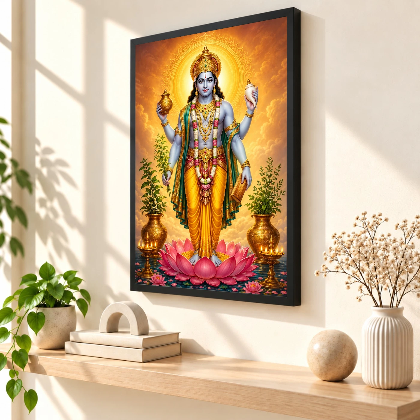 Dhanvantari Peaceful Home Mandir Composition Photo Frame, view 2