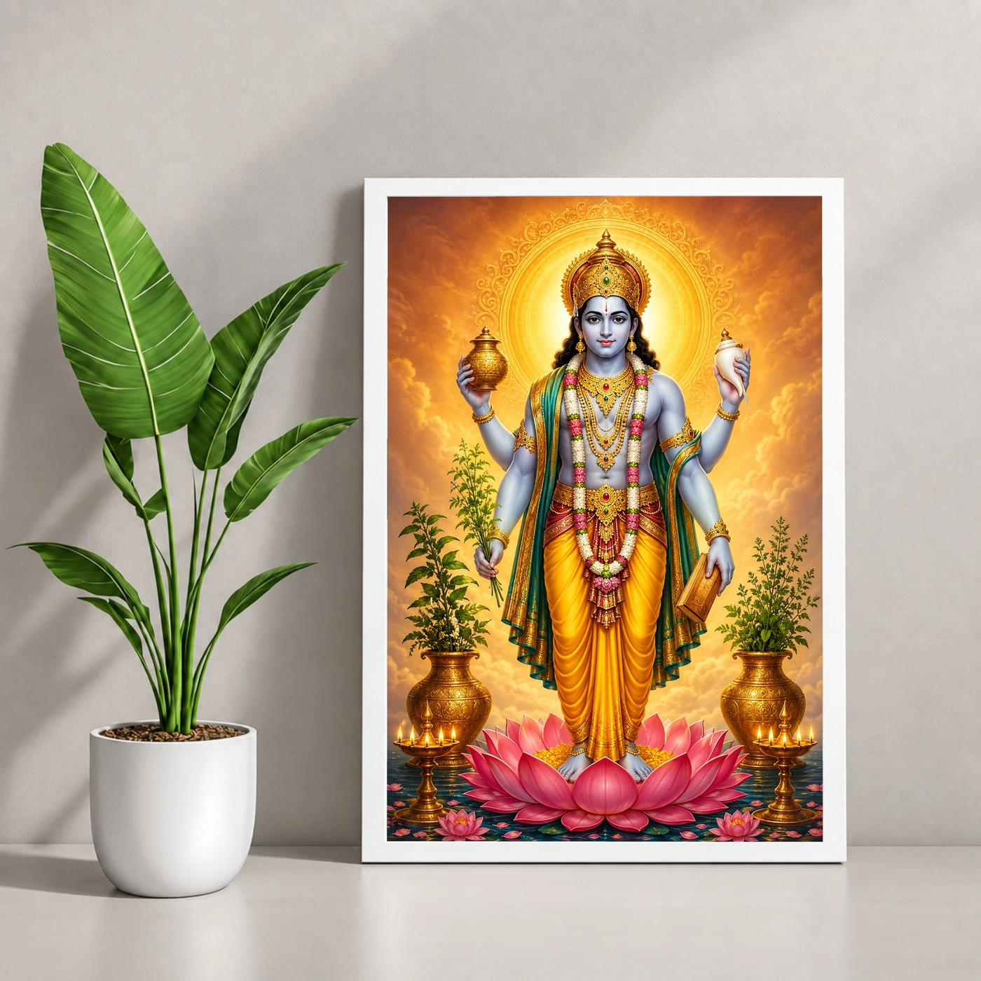 Dhanvantari Peaceful Home Mandir Composition Photo Frame, view 4