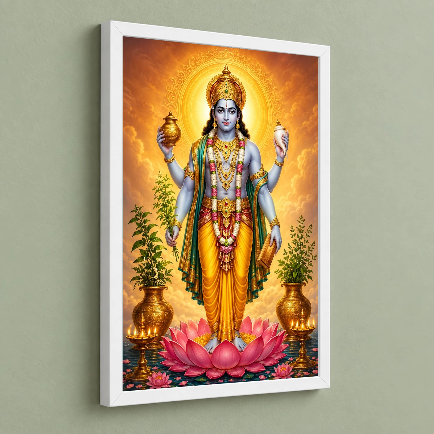 Dhanvantari Peaceful Home Mandir Composition Photo Frame, view 5