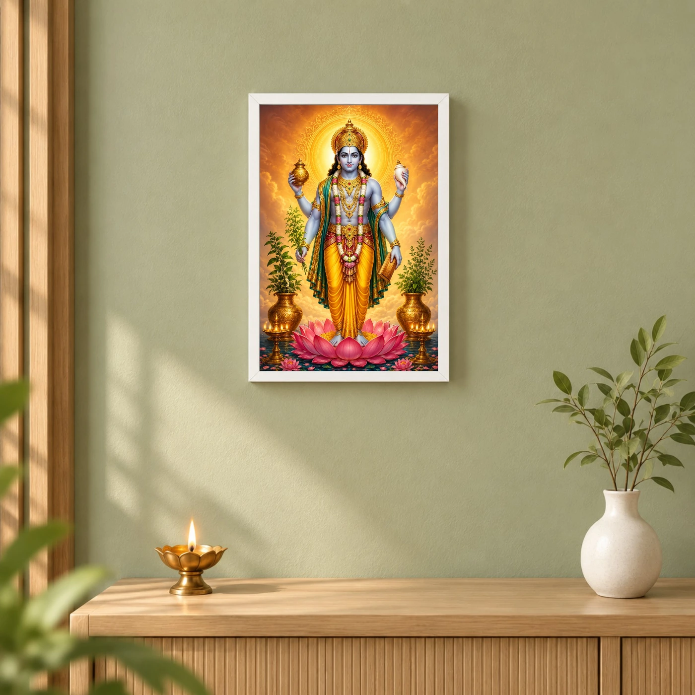 Dhanvantari Peaceful Home Mandir Composition Photo Frame, view 6