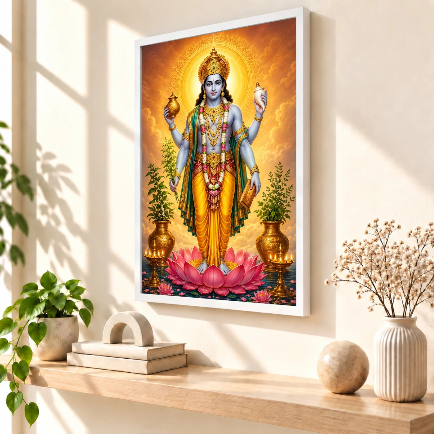 Dhanvantari Peaceful Home Mandir Composition Photo Frame, view 7