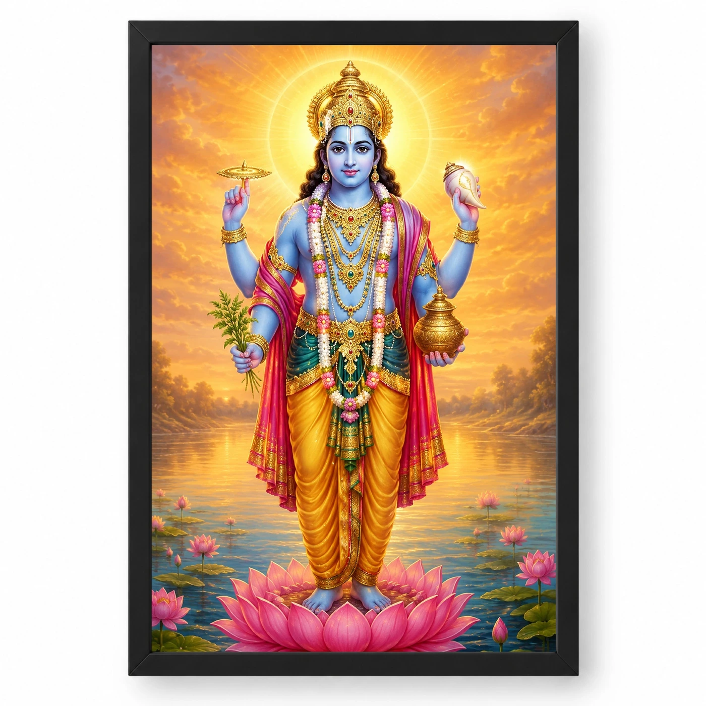 Dhanvantari Serene Sunrise Blessing Photo Frame