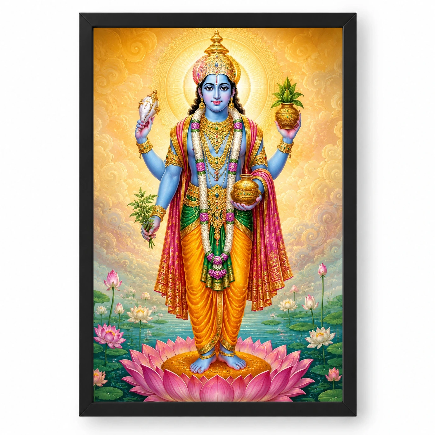 Dhanvantari Traditional Indian Miniature-Inspired Devotional Art Photo Frame