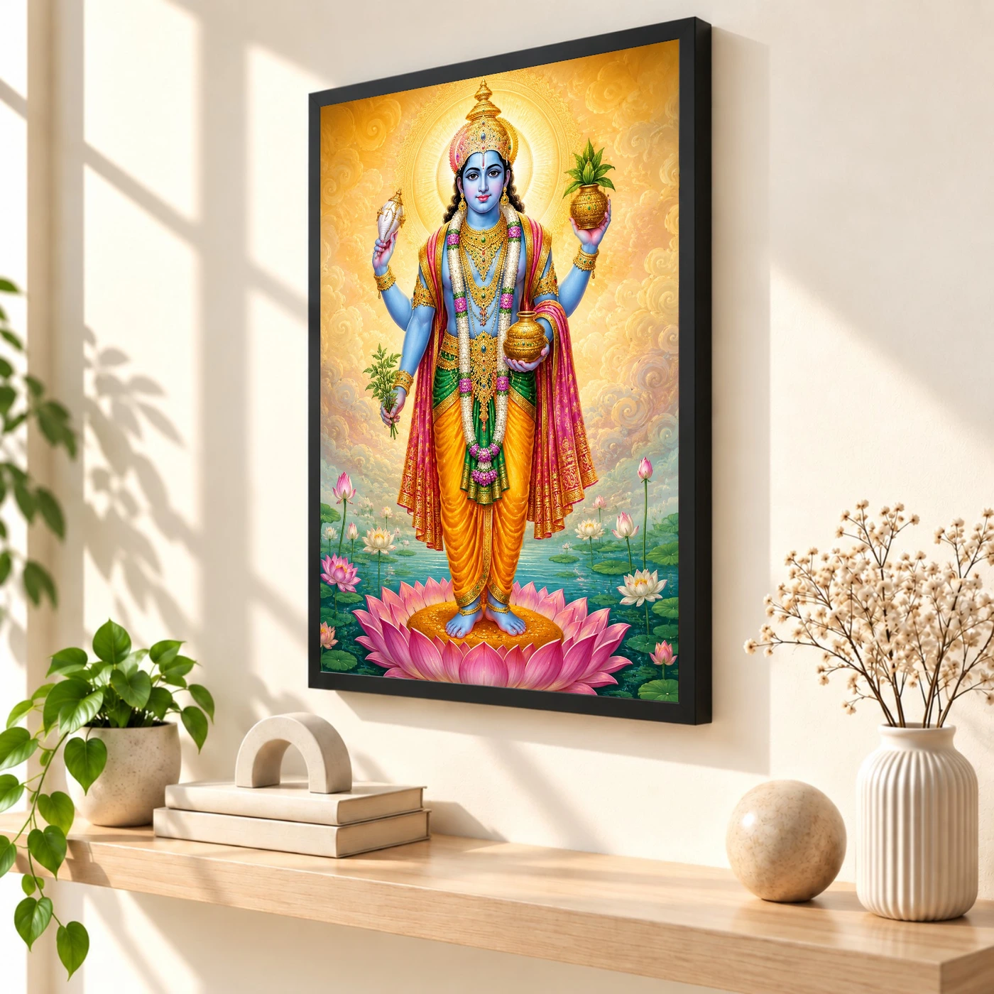 Dhanvantari Traditional Indian Miniature-Inspired Devotional Art Photo Frame, view 2