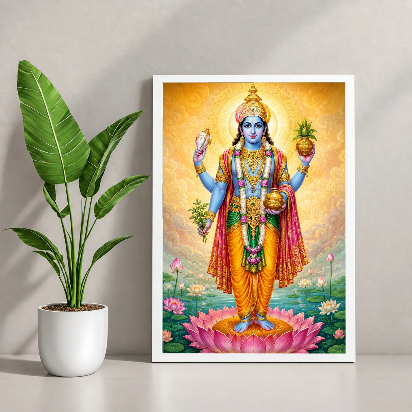 Dhanvantari Traditional Indian Miniature-Inspired Devotional Art Photo Frame, view 4