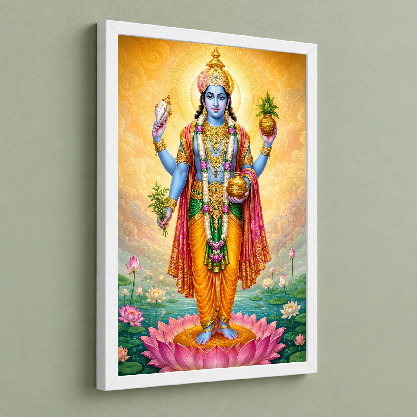 Dhanvantari Traditional Indian Miniature-Inspired Devotional Art Photo Frame, view 5