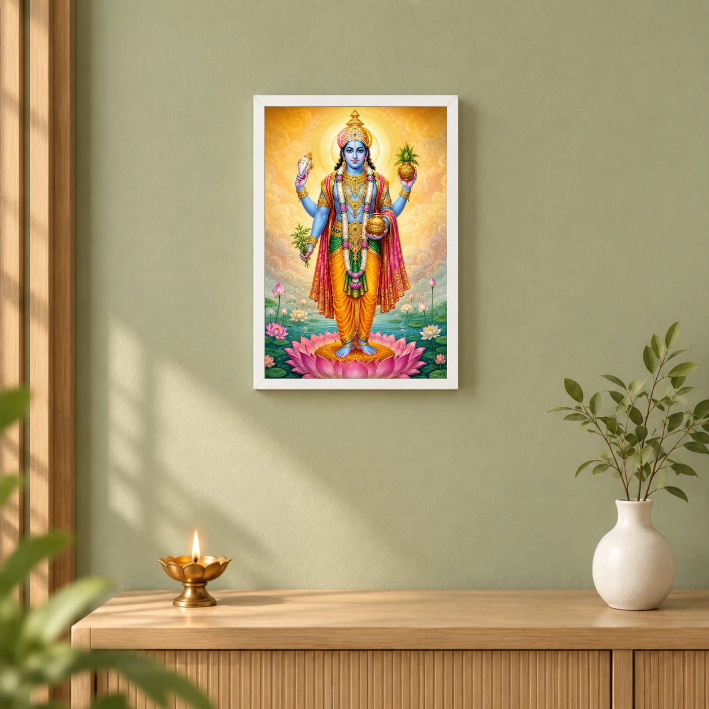 Dhanvantari Traditional Indian Miniature-Inspired Devotional Art Photo Frame, view 6