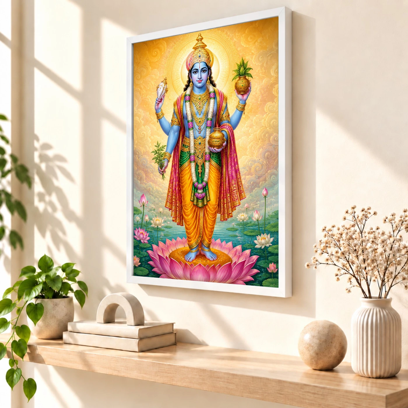 Dhanvantari Traditional Indian Miniature-Inspired Devotional Art Photo Frame, view 7