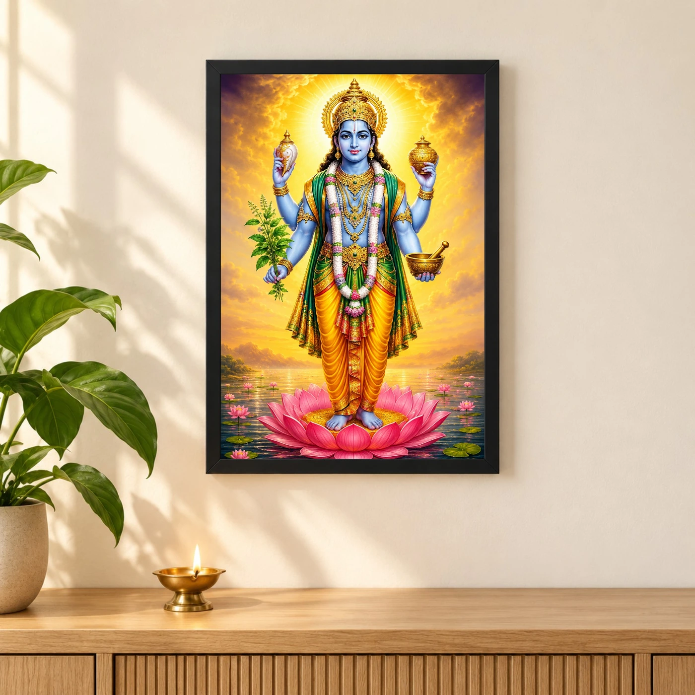 Dhanvantari Vivid Premium Spiritual Poster Art Photo Frame, view 3