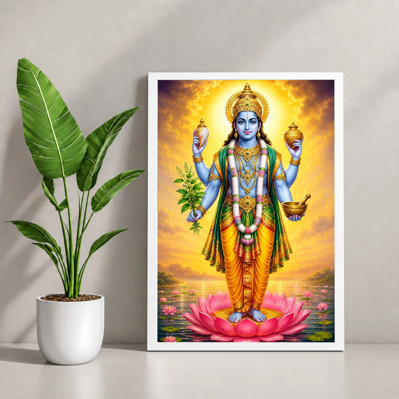 Dhanvantari Vivid Premium Spiritual Poster Art Photo Frame, view 4