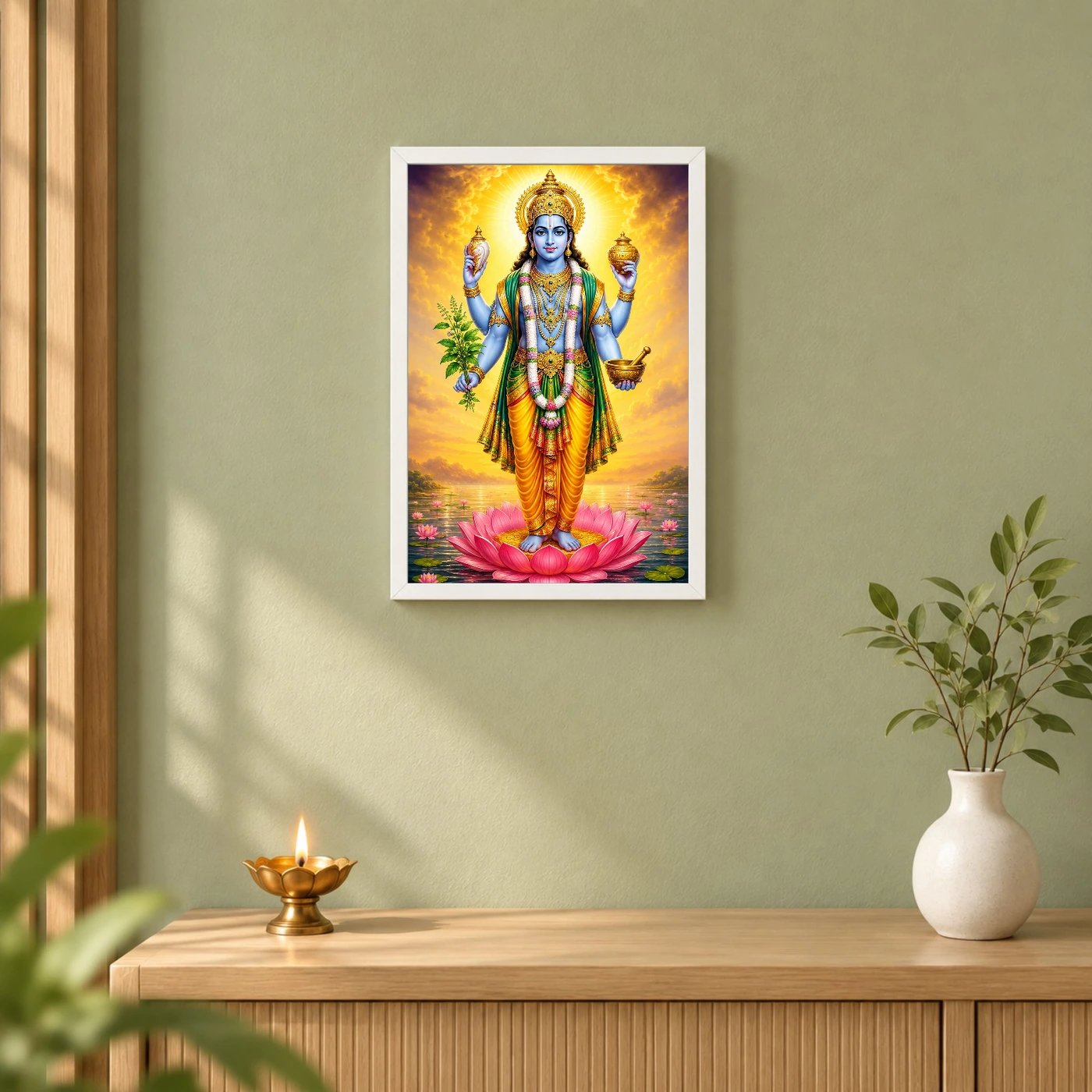 Dhanvantari Vivid Premium Spiritual Poster Art Photo Frame, view 6