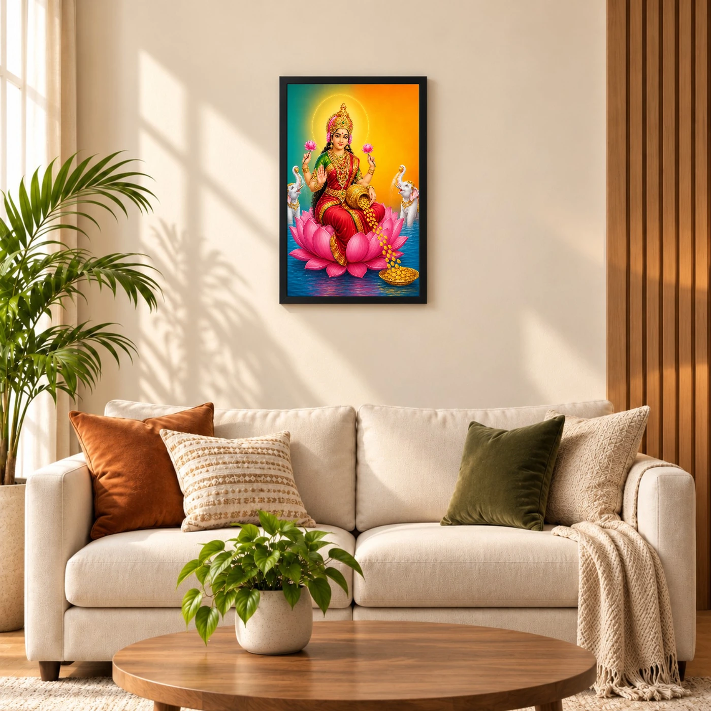 Diagonal Prosperity Varalakshmi Photo Frame – Teal Red Art, view 8