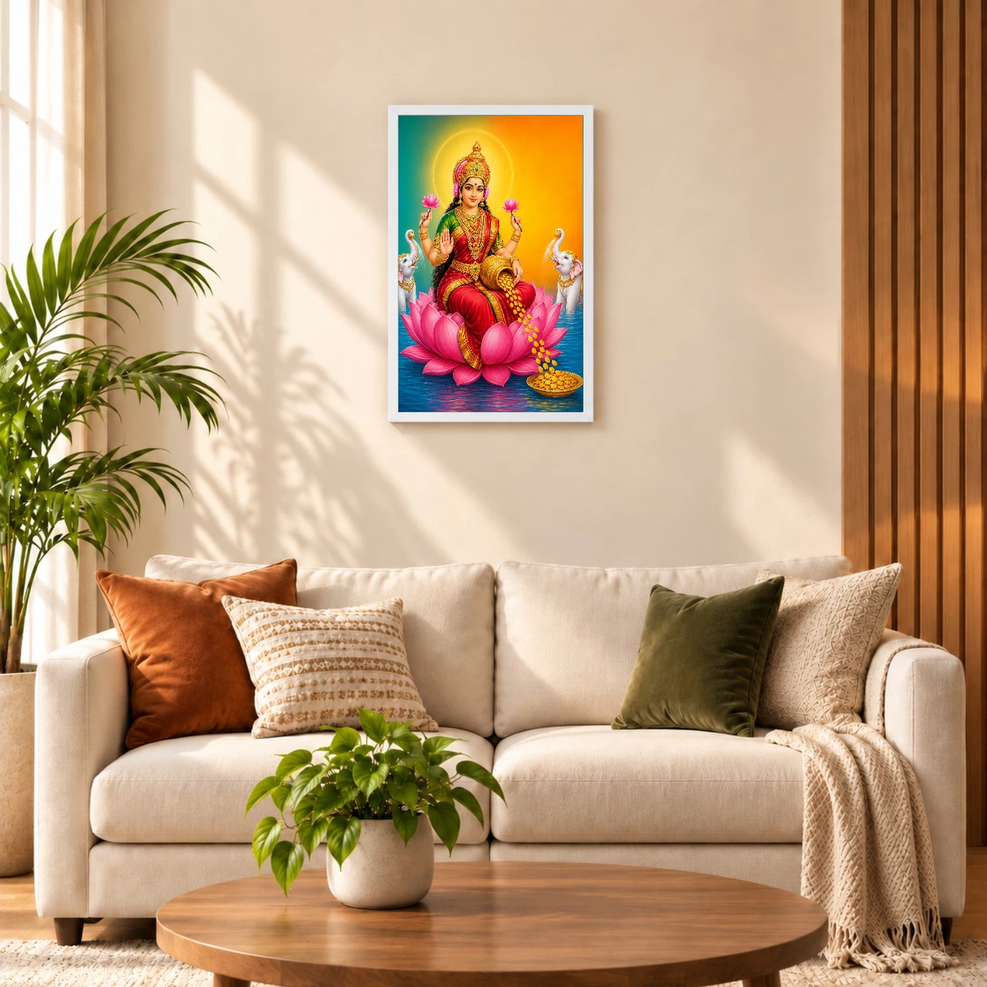 Diagonal Prosperity Varalakshmi Photo Frame – Teal Red Art, view 9